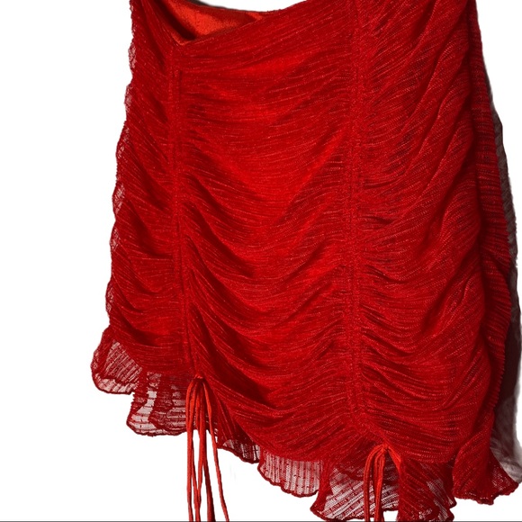 4si3nna Ruched Red Mini Skirt Size Small - Picture 8 of 12
